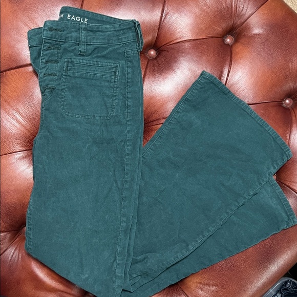 American Eagle Teal Green Corduroy Pants size 4 - Picture 1 of 5